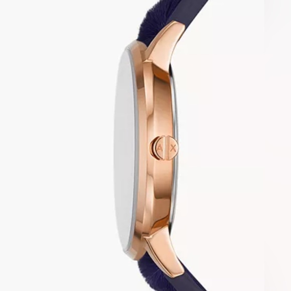 Armani Exchange Purple Leather Three-Hand Watch - Picture 3 of 3